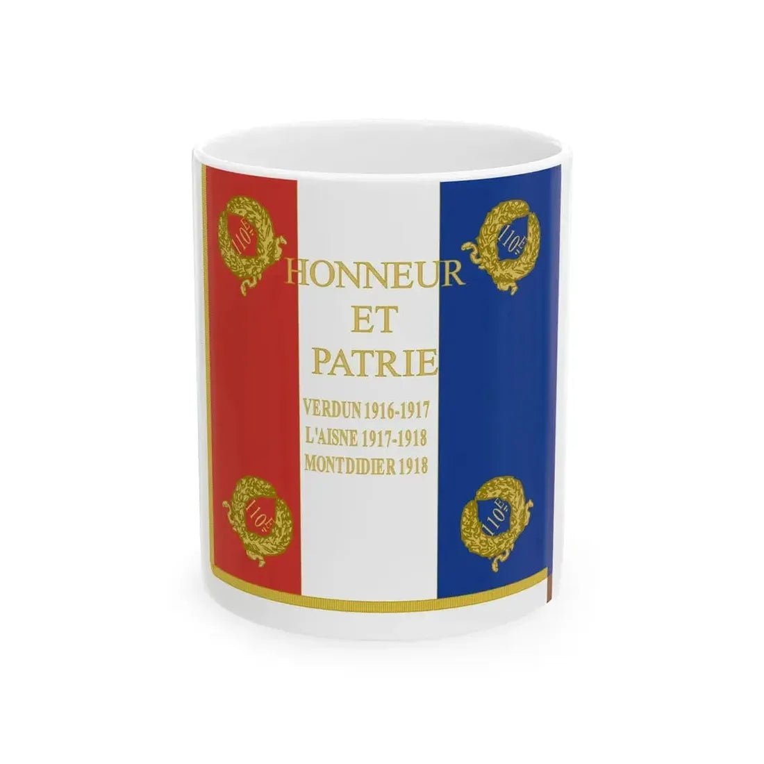 Drapeau 110e regiment dartillerie (France) White Coffee Mug 11oz - Go Mug Yourself