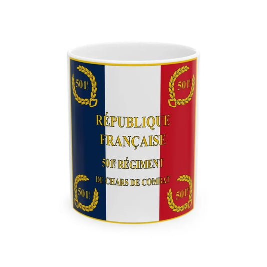 Drapeau Regiment Moderne 501e RCC Avers (France) White Coffee Mug 11oz - Go Mug Yourself