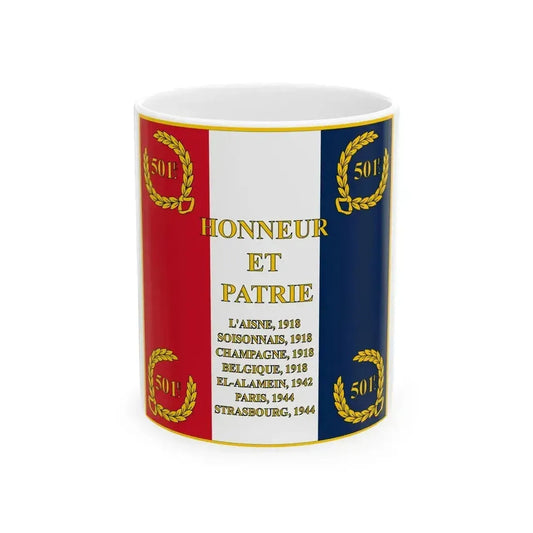 Drapeau Regimentaire du 501eme RCC - Revers (France) White Coffee Mug 11oz - Go Mug Yourself