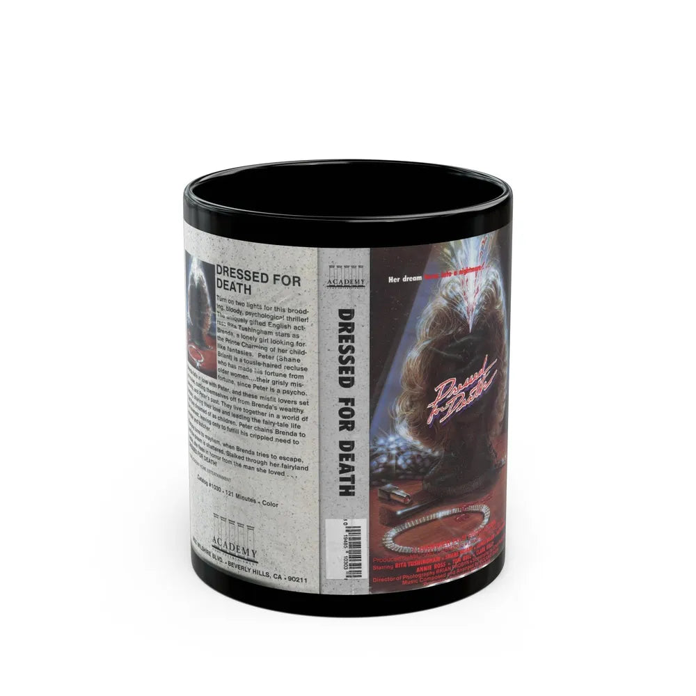 DRESSED FOR DEATH (VHS COVER) - Black Coffee Mug-11oz-Go Mug Yourself