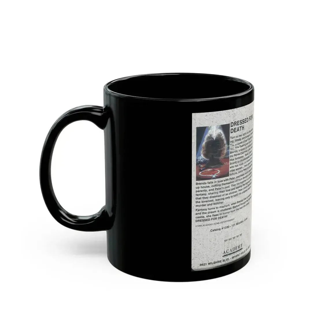 DRESSED FOR DEATH (VHS COVER) - Black Coffee Mug - Go Mug Yourself