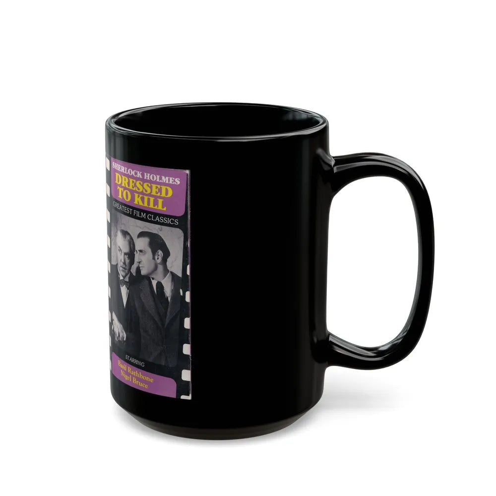 DRESSED TO KILL SHERLOCK HOLMES BASIL RATHBONE NIGEL BRUCE (VHS COVER) - Black Coffee Mug-Go Mug Yourself