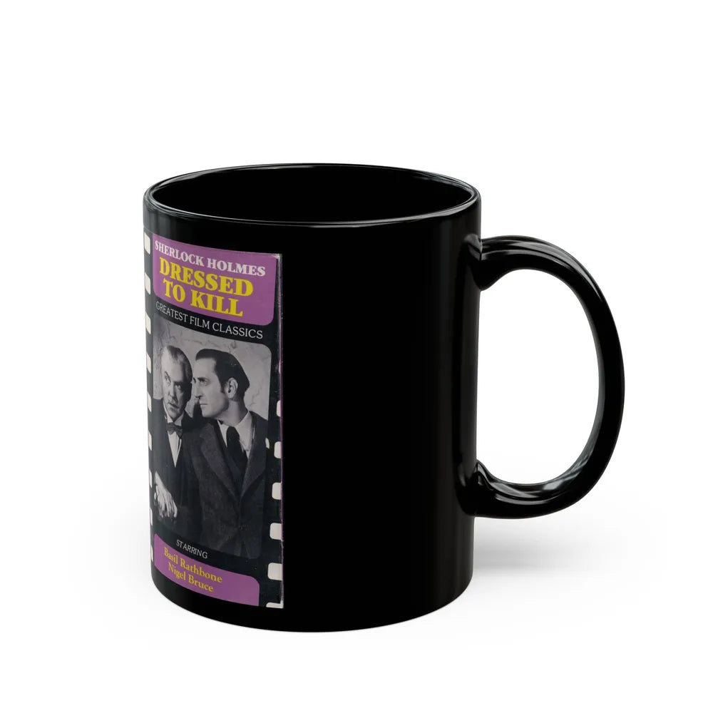 DRESSED TO KILL SHERLOCK HOLMES BASIL RATHBONE NIGEL BRUCE (VHS COVER) - Black Coffee Mug-Go Mug Yourself