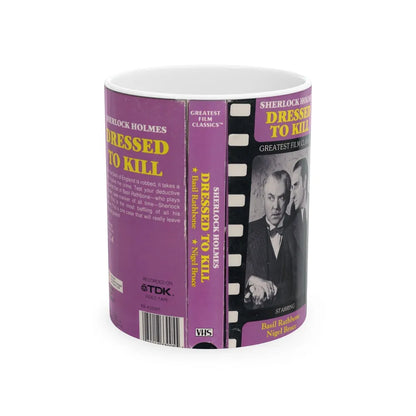 DRESSED TO KILL SHERLOCK HOLMES BASIL RATHBONE NIGEL BRUCE (VHS COVER) - White Coffee Mug-11oz-Go Mug Yourself