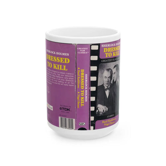 DRESSED TO KILL SHERLOCK HOLMES BASIL RATHBONE NIGEL BRUCE (VHS COVER) - White Coffee Mug-15oz-Go Mug Yourself