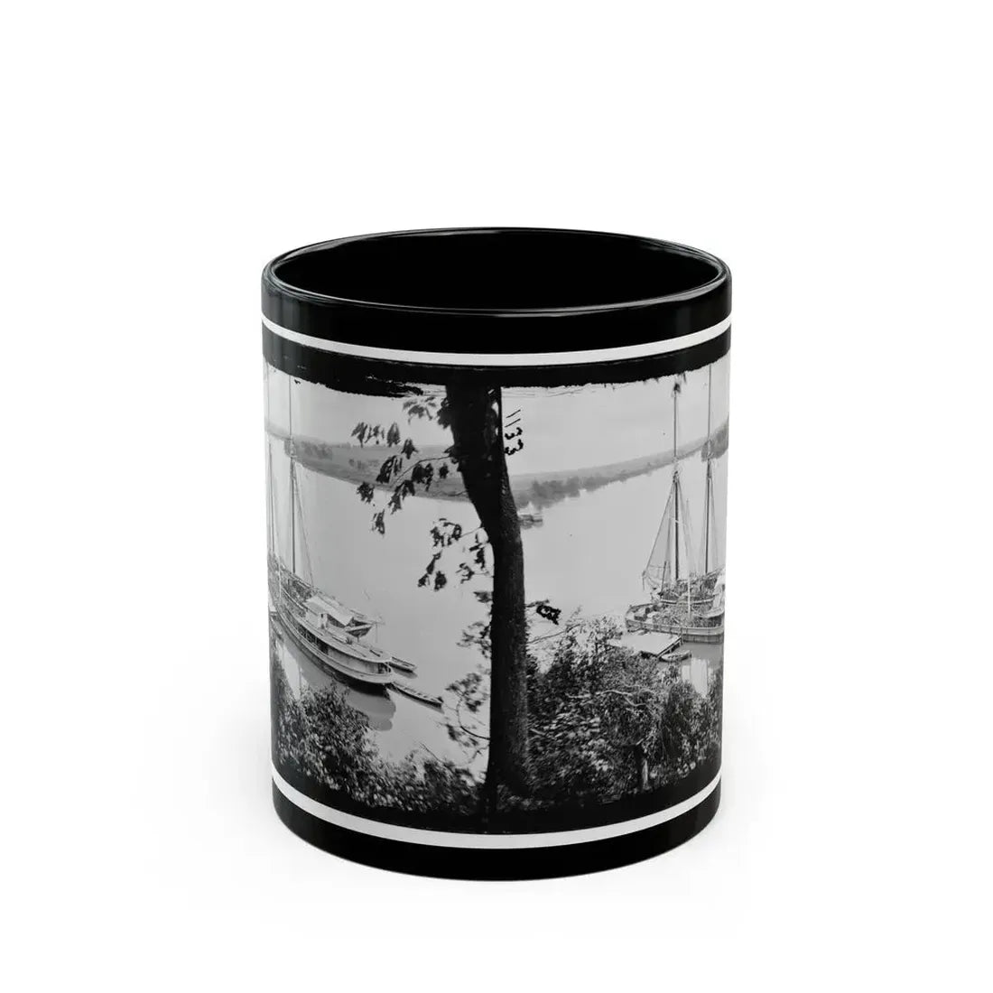 Drewry's Bluff, Va. Federal Transports With Cargoes Of Artillery On The James (U.S. Civil War) Black Coffee Mug 11oz - Go Mug Yourself