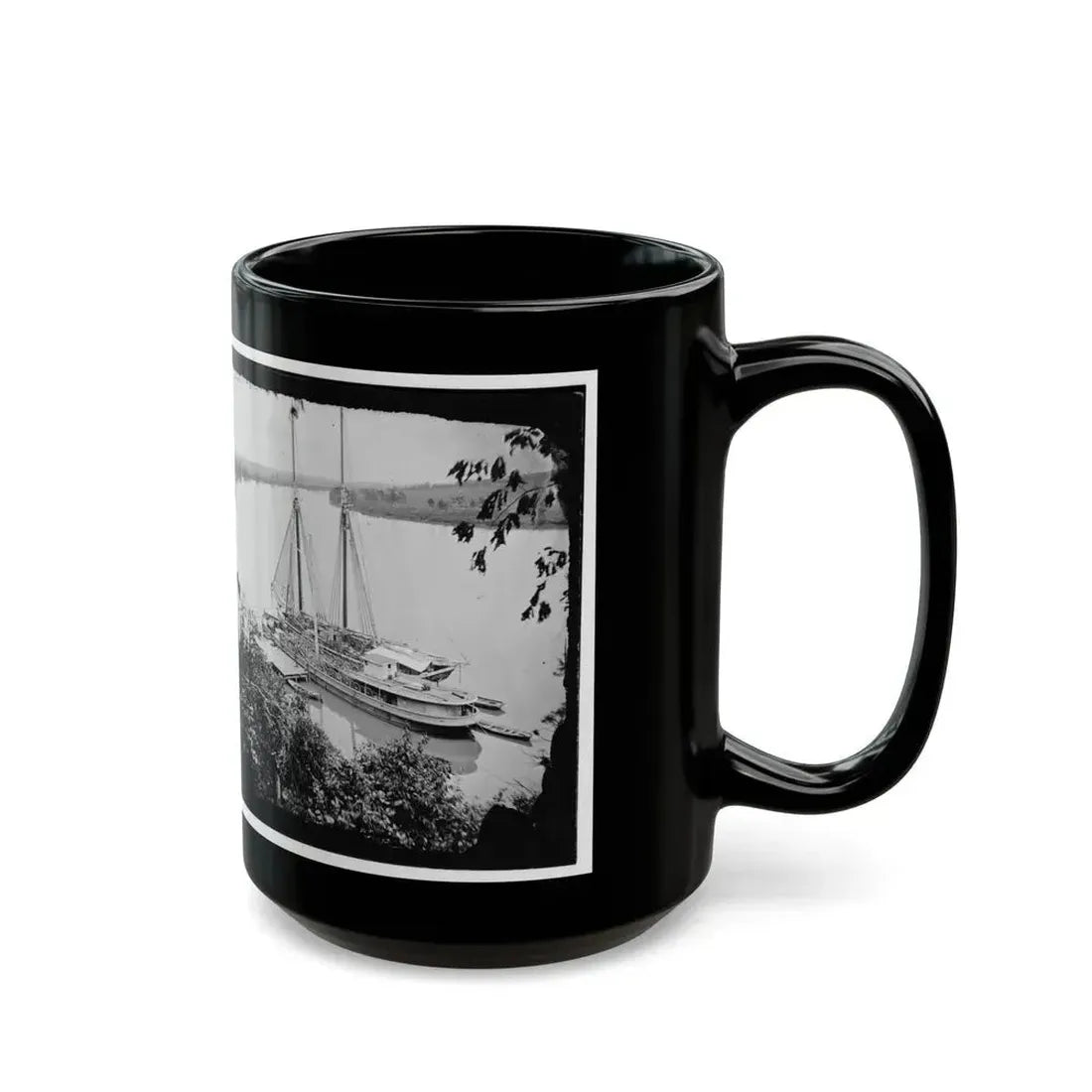 Drewry's Bluff, Va. Federal Transports With Cargoes Of Artillery On The James (U.S. Civil War) Black Coffee Mug - Go Mug Yourself