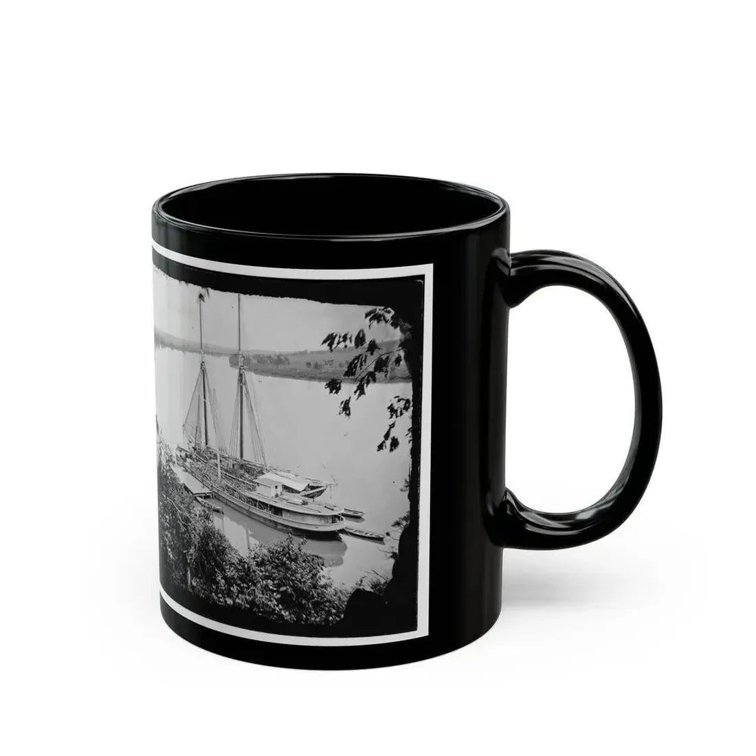 Drewry's Bluff, Va. Federal Transports With Cargoes Of Artillery On The James (U.S. Civil War) Black Coffee Mug - Go Mug Yourself