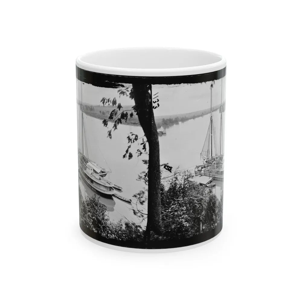 Drewry's Bluff, Va. Federal Transports With Cargoes Of Artillery On The James (U.S. Civil War) White Coffee Mug-11oz-Go Mug Yourself