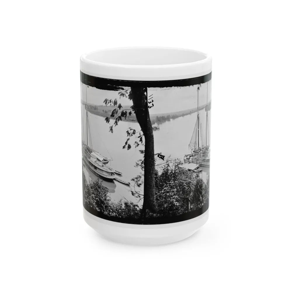 Drewry's Bluff, Va. Federal Transports With Cargoes Of Artillery On The James (U.S. Civil War) White Coffee Mug-15oz-Go Mug Yourself