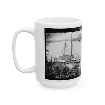 Drewry's Bluff, Va. Federal Transports With Cargoes Of Artillery On The James (U.S. Civil War) White Coffee Mug-Go Mug Yourself