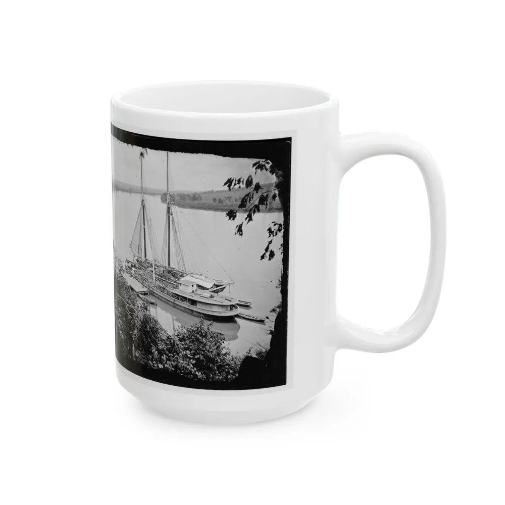 Drewry's Bluff, Va. Federal Transports With Cargoes Of Artillery On The James (U.S. Civil War) White Coffee Mug-Go Mug Yourself