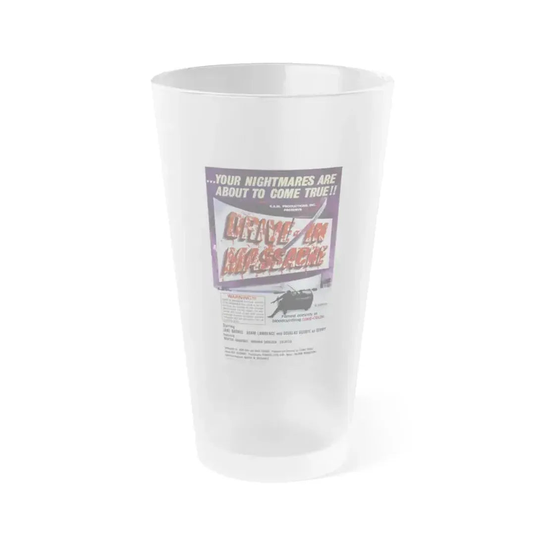 DRIVE-IN MASSACRE 1976 Movie Poster - Frosted Pint Glass 16oz 16oz Frosted - Go Mug Yourself