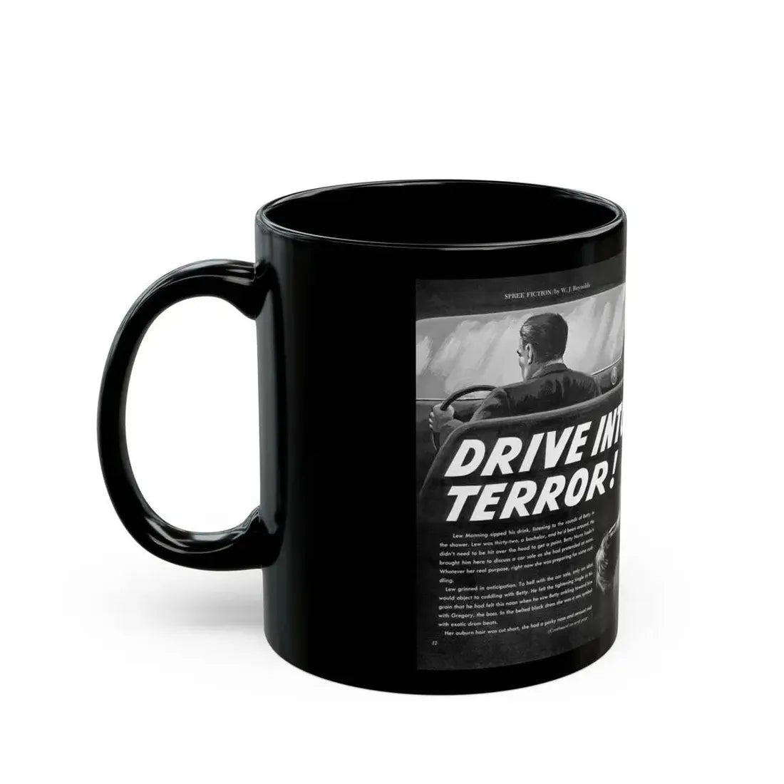 Drive Into Terror, Spree magazine, No. 38 - 1963 - Black Coffee Mug - Go Mug Yourself