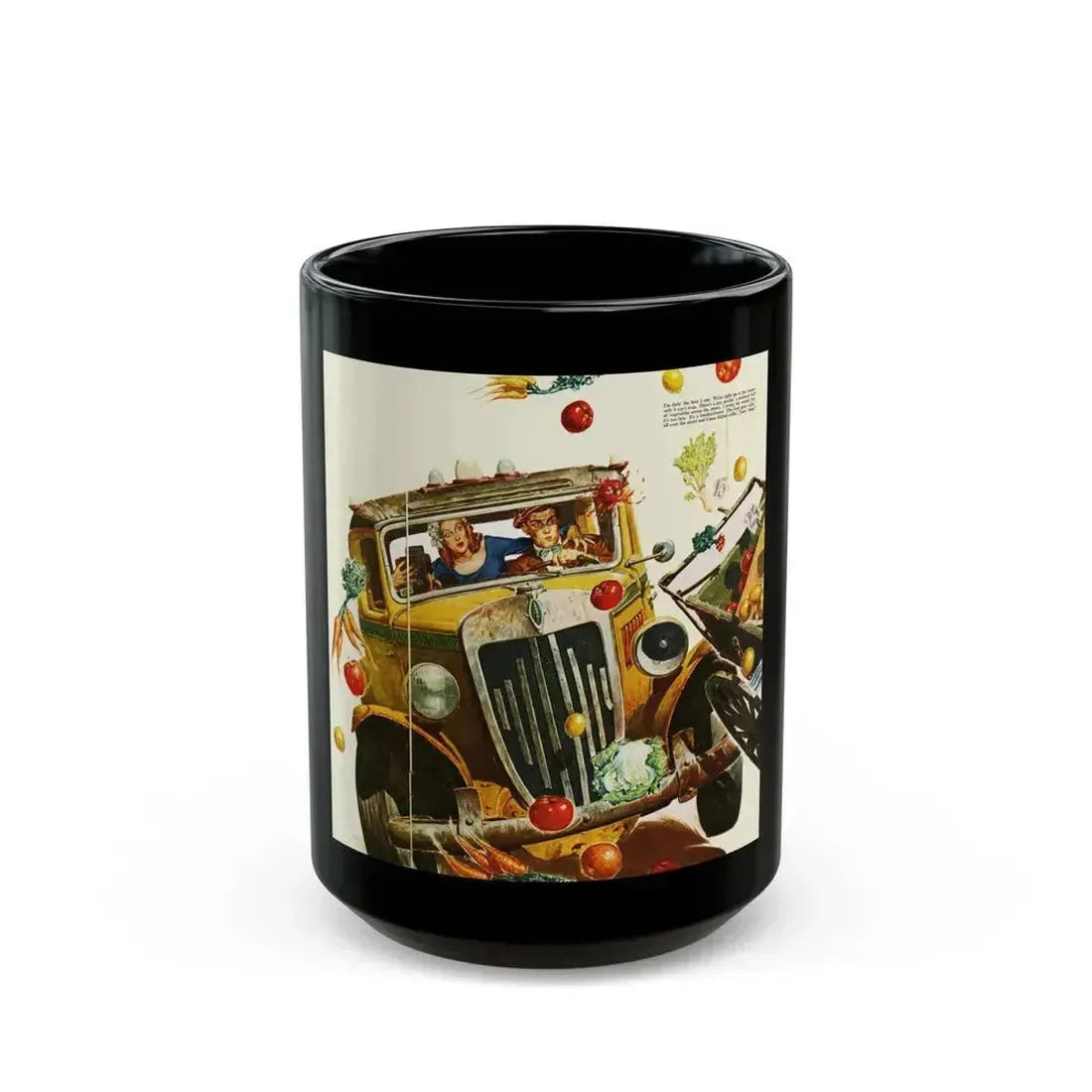 Driving Lesson Gone Bad, Collier's magazine, 1946 - Black Coffee Mug 15oz - Go Mug Yourself