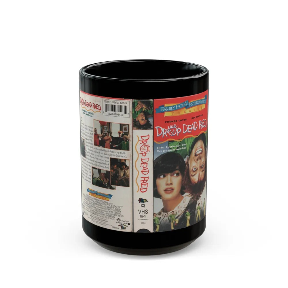 DROP DEAD FRED (VHS COVER) - Black Coffee Mug-15oz-Go Mug Yourself