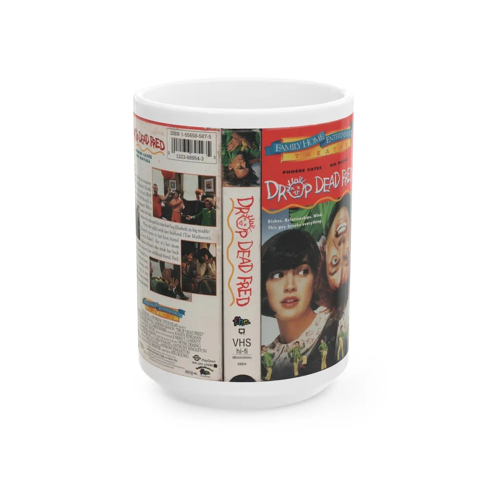 DROP DEAD FRED (VHS COVER) - White Coffee Mug-15oz-Go Mug Yourself