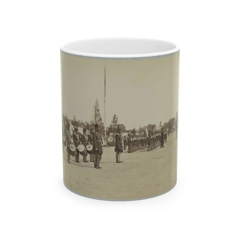 Drum Corps Stands In Front Of Union Soldiers In Formation (U.S. Civil War) White Coffee Mug-11oz-Go Mug Yourself