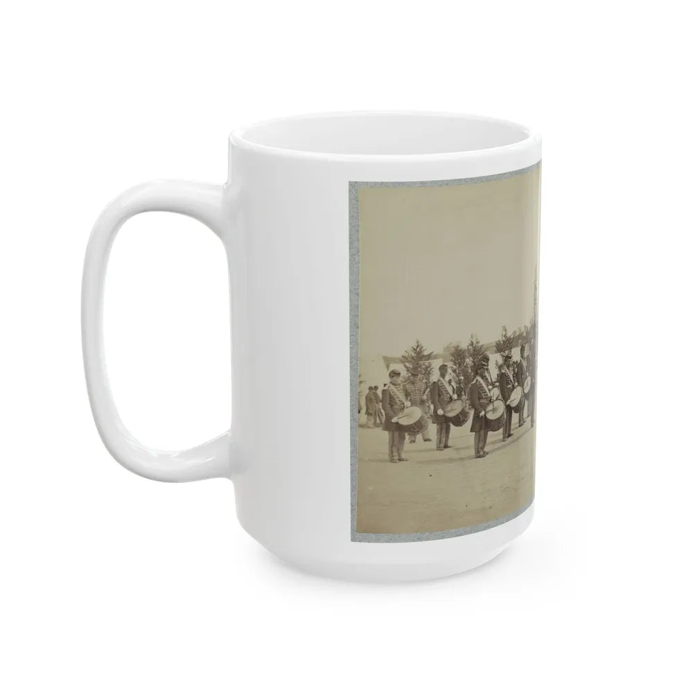 Drum Corps Stands In Front Of Union Soldiers In Formation (U.S. Civil War) White Coffee Mug-Go Mug Yourself