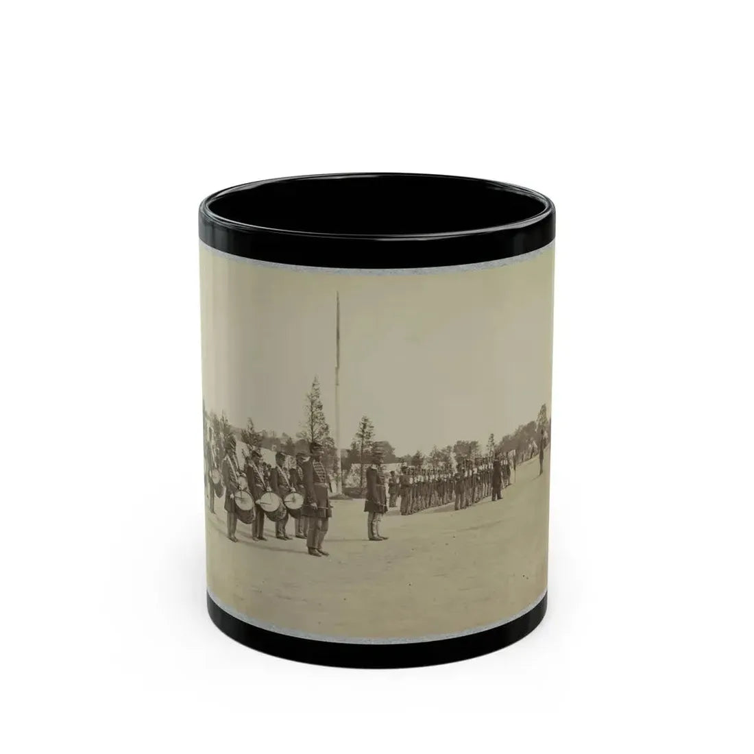 Drum Corps Stands In Front Of Union Soldiers In Formation (U.S. Civil War) Black Coffee Mug 11oz - Go Mug Yourself