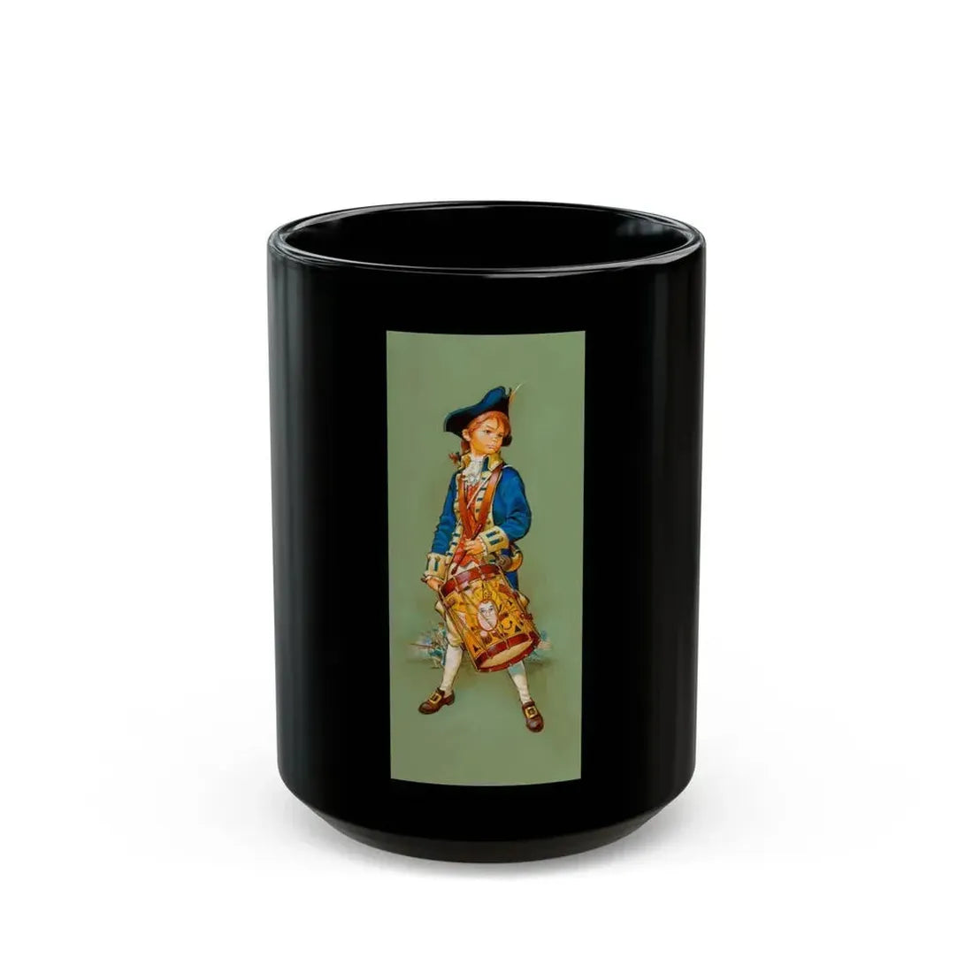 Drummer Boy, Revolutionary War - Black Coffee Mug 15oz - Go Mug Yourself