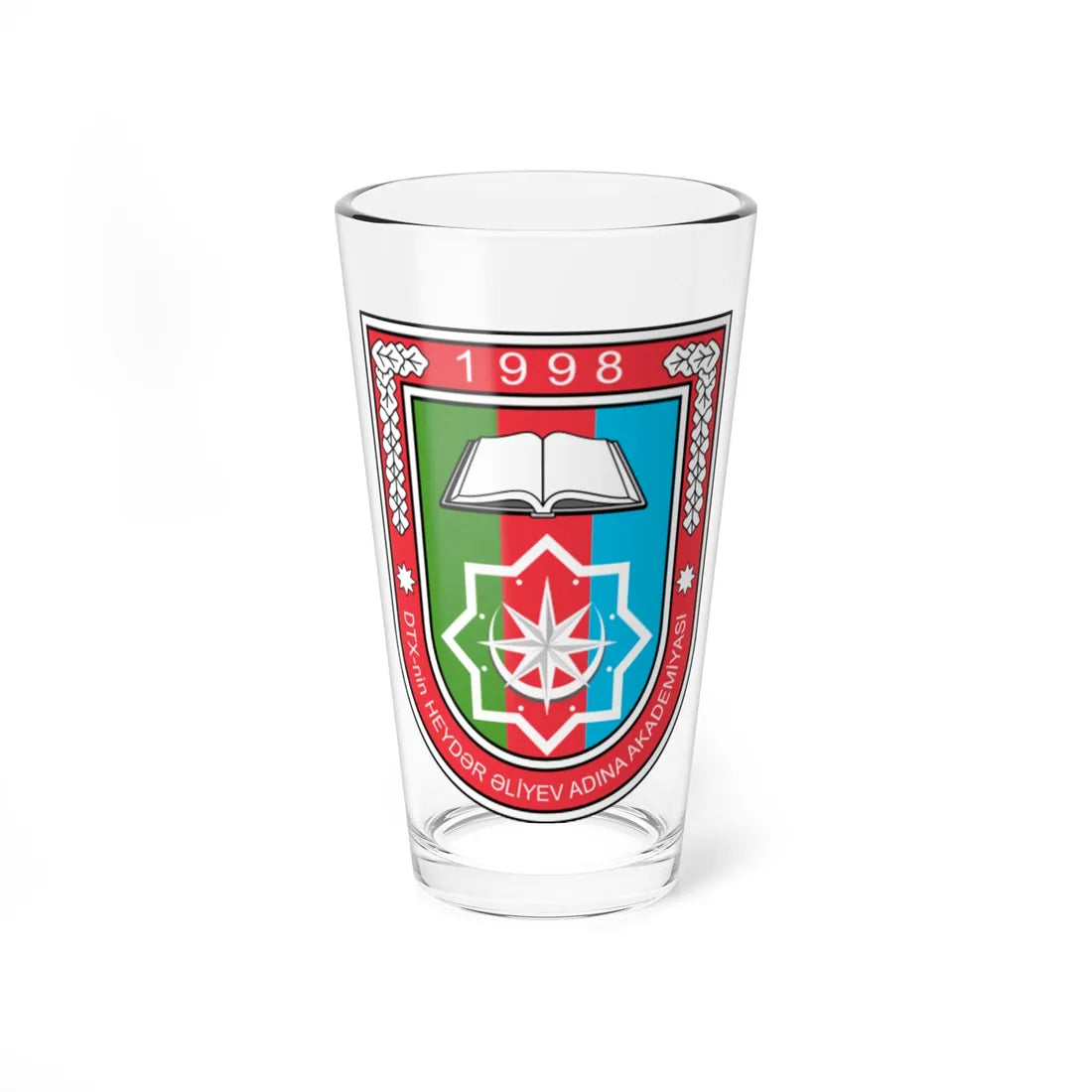 DTX-nin Heydər Əliyev adına Akademiyasının loqosu (Azerbaijan) (Coat of Arms) Pint Glass 16oz 16oz - Go Mug Yourself