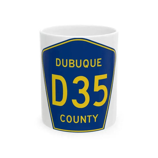 Dubuque County Route D35 IA (Iowa) (Road Sign) White Coffee Mug 11oz - Go Mug Yourself