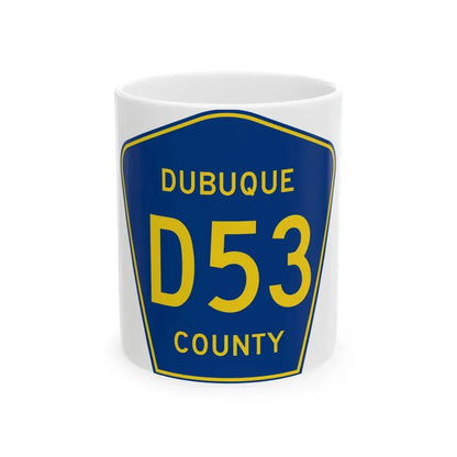 Dubuque County Route D53 IA (Iowa) (Road Sign) White Coffee Mug 11oz - Go Mug Yourself