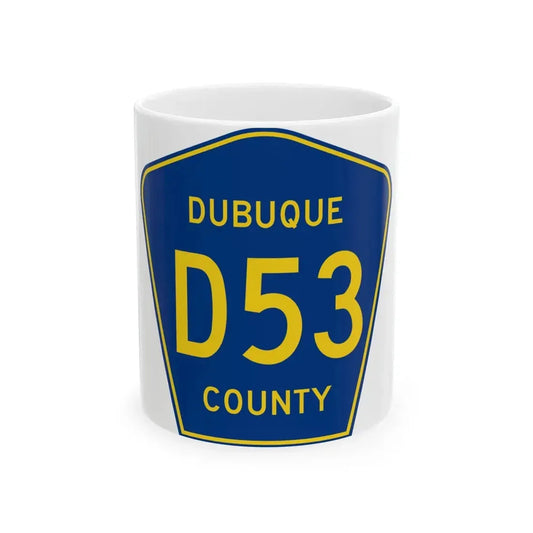 Dubuque County Route D53 IA (Iowa) (Road Sign) White Coffee Mug 11oz - Go Mug Yourself
