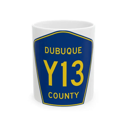 Dubuque County Route Y13 IA (Iowa) (Road Sign) White Coffee Mug 11oz - Go Mug Yourself