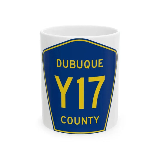 Dubuque County Route Y17 IA (Iowa) (Road Sign) White Coffee Mug 11oz - Go Mug Yourself