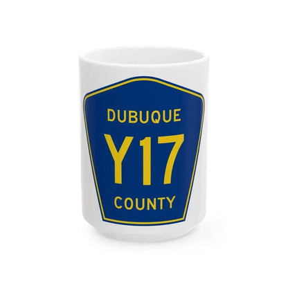 Dubuque County Route Y17 IA (Iowa) (Road Sign) White Coffee Mug 15oz - Go Mug Yourself