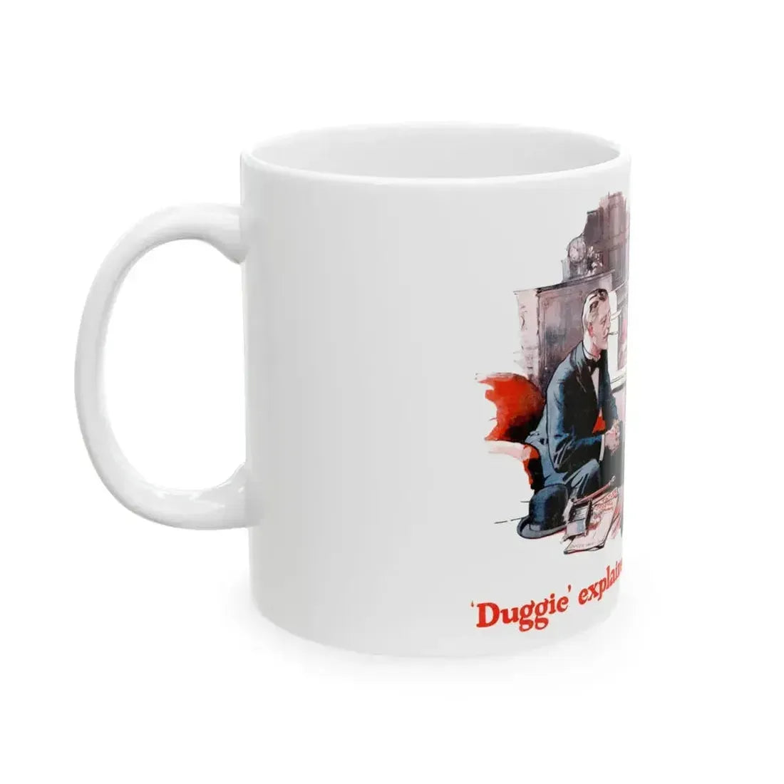 Duggie' explains - Phone v. Telegram, advertisement, 1937 - White Coffee Mug - Go Mug Yourself