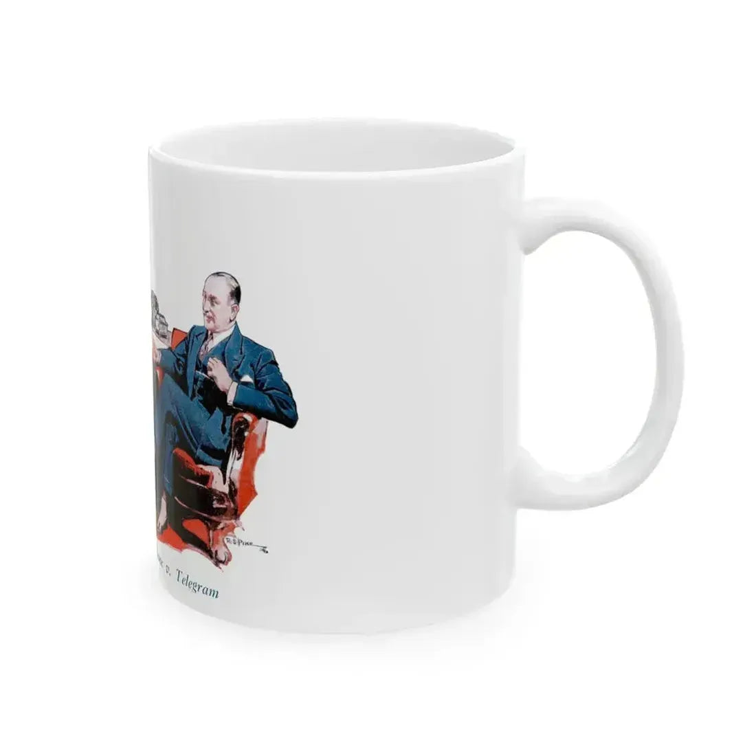 Duggie' explains - Phone v. Telegram, advertisement, 1937 - White Coffee Mug - Go Mug Yourself