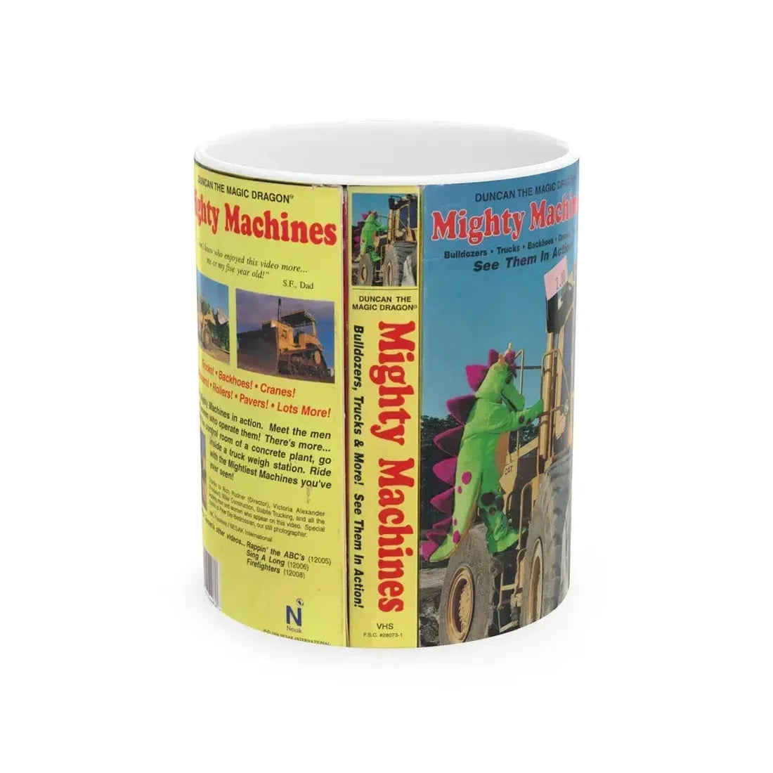 DUNCAN THE MAGIC DRAGON MIGHTY MACHINES (VHS COVER) - White Coffee Mug 11oz - Go Mug Yourself