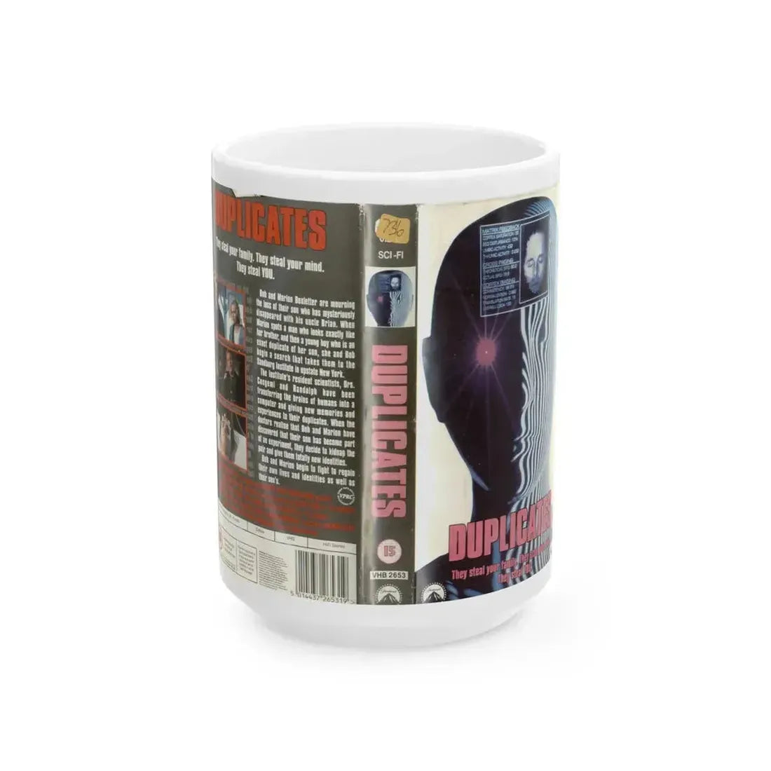 DUPLICATES (VHS COVER) - White Coffee Mug 15oz - Go Mug Yourself