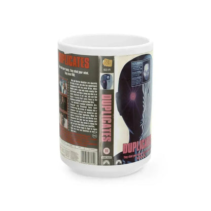 DUPLICATES (VHS COVER) - White Coffee Mug 15oz - Go Mug Yourself