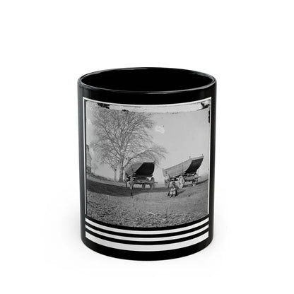 Dutch Gap, Virginia (Vicinity). Pontoon Boats On Wheeled Carriages At Deserted Farm House Near Dutch Gap Canal (U.S. Civil War) Black Coffee Mug 11oz - Go Mug Yourself