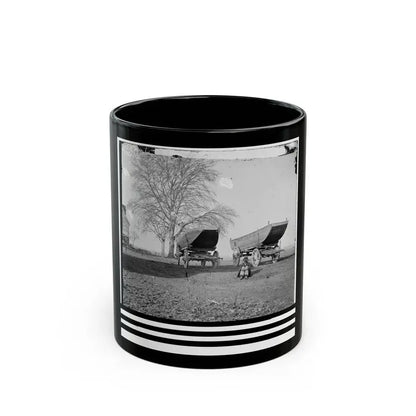 Dutch Gap, Virginia (Vicinity). Pontoon Boats On Wheeled Carriages At Deserted Farm House Near Dutch Gap Canal (U.S. Civil War) Black Coffee Mug 11oz - Go Mug Yourself