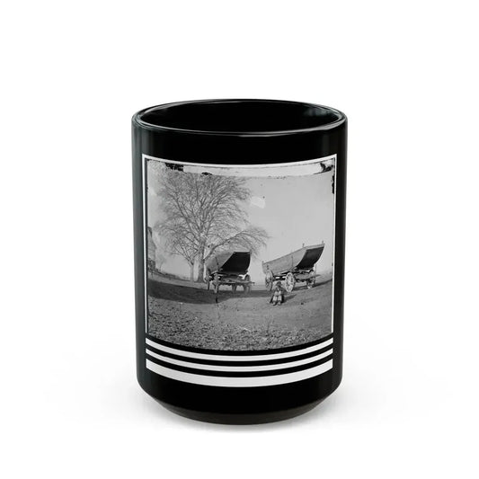 Dutch Gap, Virginia (Vicinity). Pontoon Boats On Wheeled Carriages At Deserted Farm House Near Dutch Gap Canal (U.S. Civil War) Black Coffee Mug 15oz - Go Mug Yourself