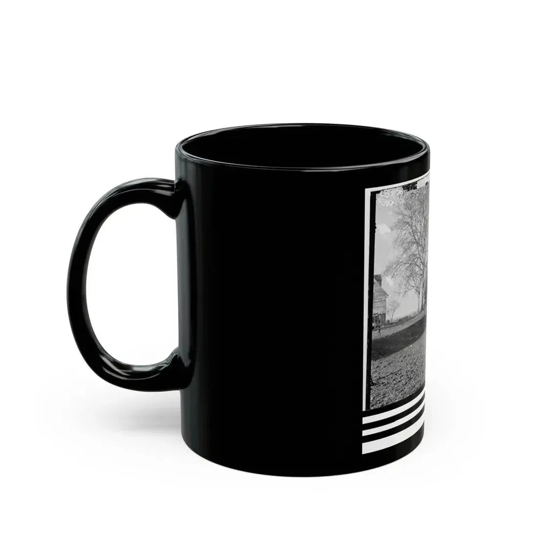 Dutch Gap, Virginia (Vicinity). Pontoon Boats On Wheeled Carriages At Deserted Farm House Near Dutch Gap Canal (U.S. Civil War) Black Coffee Mug - Go Mug Yourself