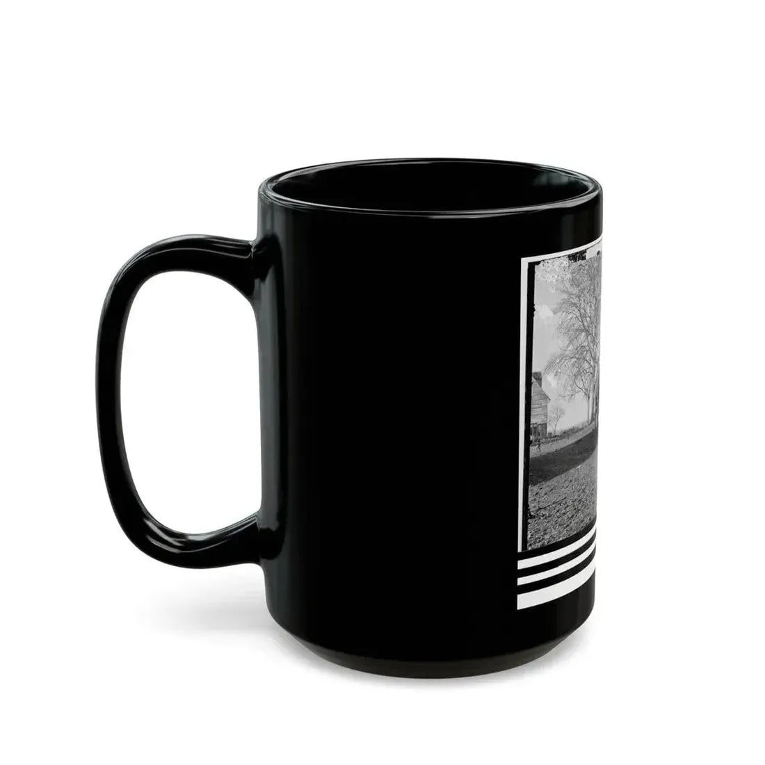Dutch Gap, Virginia (Vicinity). Pontoon Boats On Wheeled Carriages At Deserted Farm House Near Dutch Gap Canal (U.S. Civil War) Black Coffee Mug - Go Mug Yourself