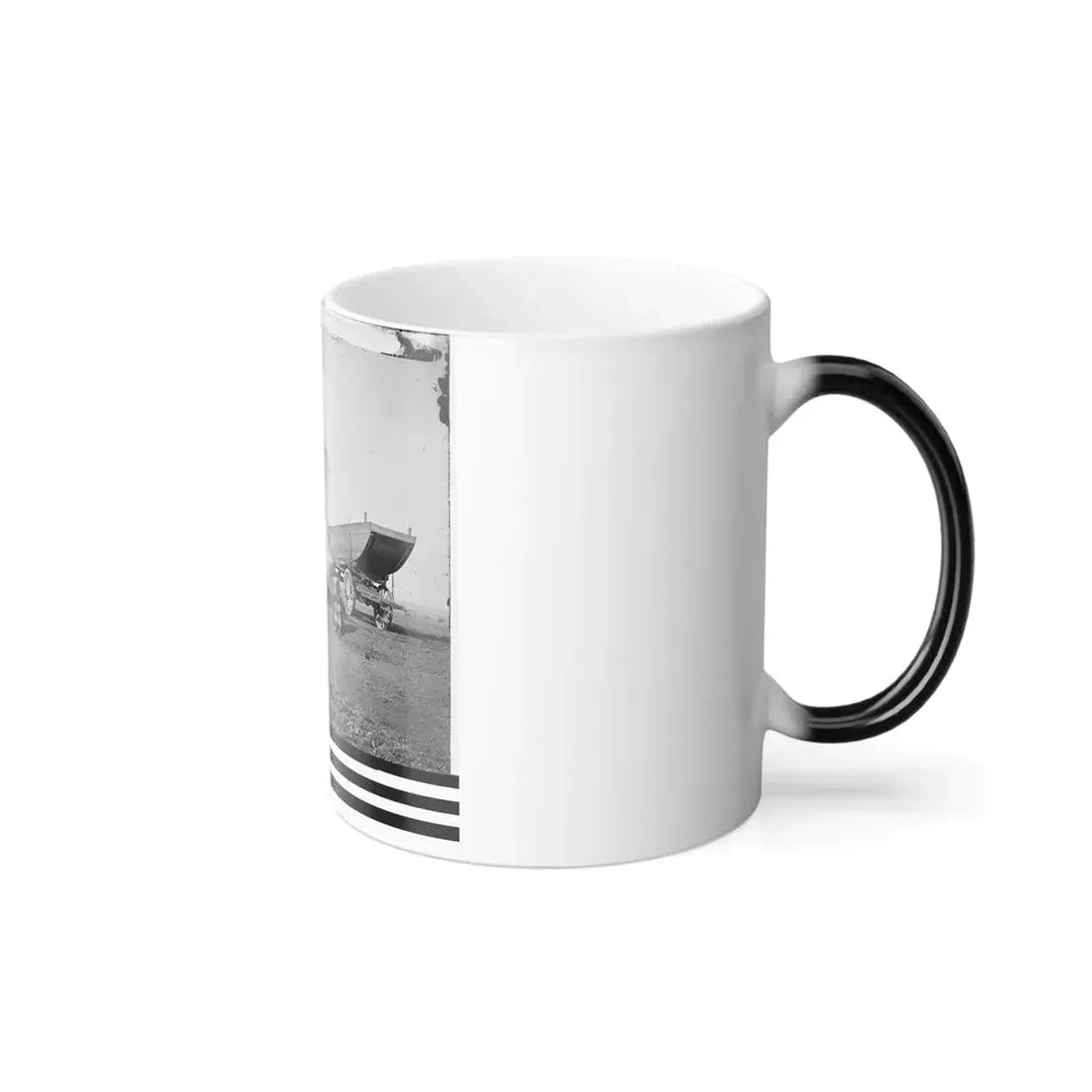 Dutch Gap, Virginia (Vicinity). Pontoon Boats on Wheeled Carriages at Deserted Farm House Near Dutch Gap Canal (U.S. Civil War) Color Changing Coffee Mug 11oz - Go Mug Yourself