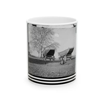 Dutch Gap, Virginia (Vicinity). Pontoon Boats On Wheeled Carriages At Deserted Farm House Near Dutch Gap Canal (U.S. Civil War) White Coffee Mug 11oz - Go Mug Yourself