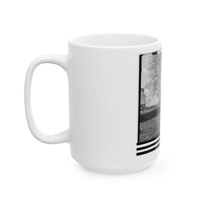 Dutch Gap, Virginia (Vicinity). Pontoon Boats On Wheeled Carriages At Deserted Farm House Near Dutch Gap Canal (U.S. Civil War) White Coffee Mug - Go Mug Yourself