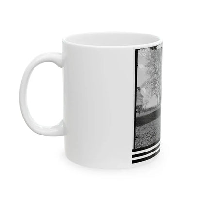 Dutch Gap, Virginia (Vicinity). Pontoon Boats On Wheeled Carriages At Deserted Farm House Near Dutch Gap Canal (U.S. Civil War) White Coffee Mug - Go Mug Yourself