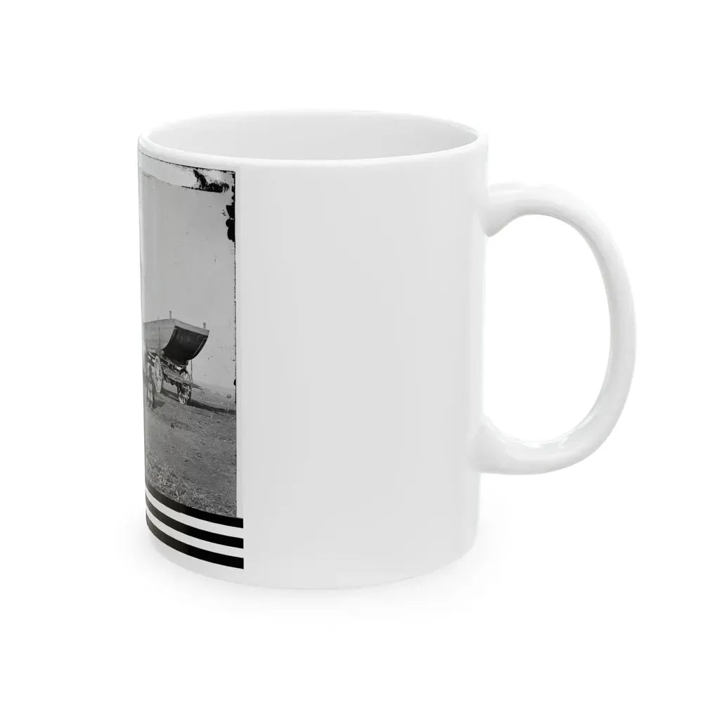 Dutch Gap, Virginia (Vicinity). Pontoon Boats On Wheeled Carriages At Deserted Farm House Near Dutch Gap Canal (U.S. Civil War) White Coffee Mug - Go Mug Yourself