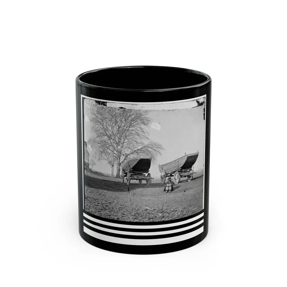 Dutch Gap, Virginia (Vicinity). Pontoon Boats On Wheeled Carriages At Deserted Farm House Near Dutch Gap Canal (U.S. Civil War) Black Coffee Mug-11oz-Go Mug Yourself