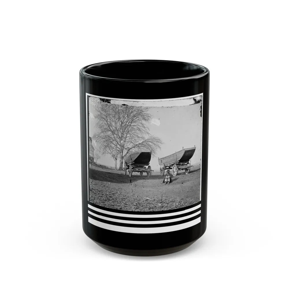 Dutch Gap, Virginia (Vicinity). Pontoon Boats On Wheeled Carriages At Deserted Farm House Near Dutch Gap Canal (U.S. Civil War) Black Coffee Mug-15oz-Go Mug Yourself