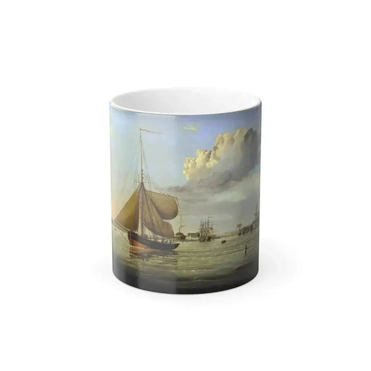 Dutch School (19th Century) Harbor Scene - Oil on Canvas - Color Changing Mug 11oz 11oz - Go Mug Yourself
